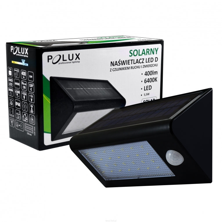 Solar Buitenlamp - LED 6400K 400lm - Polux Buiten Verlichting - Bewegingssensor