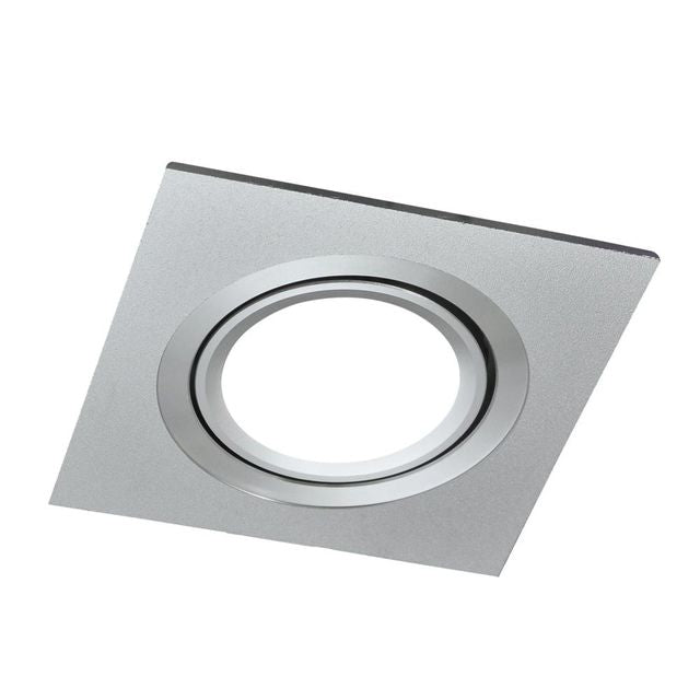 Inbouw spot GU10 - aluminium - vierkant armatuur - mat - zilver/zilver 92mm