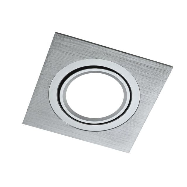 Inbouw spot GU10 - aluminium - vierkant armatuur - geborsteld - zilver/zilver 92mm