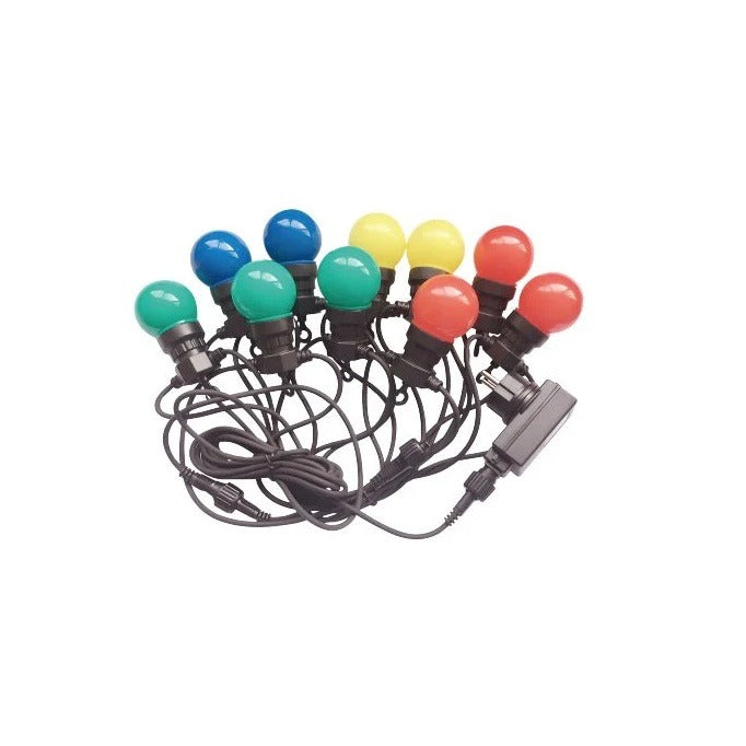 Led party lichtsnoer - 5 meter - 10 lampen - Multicolor - 24V