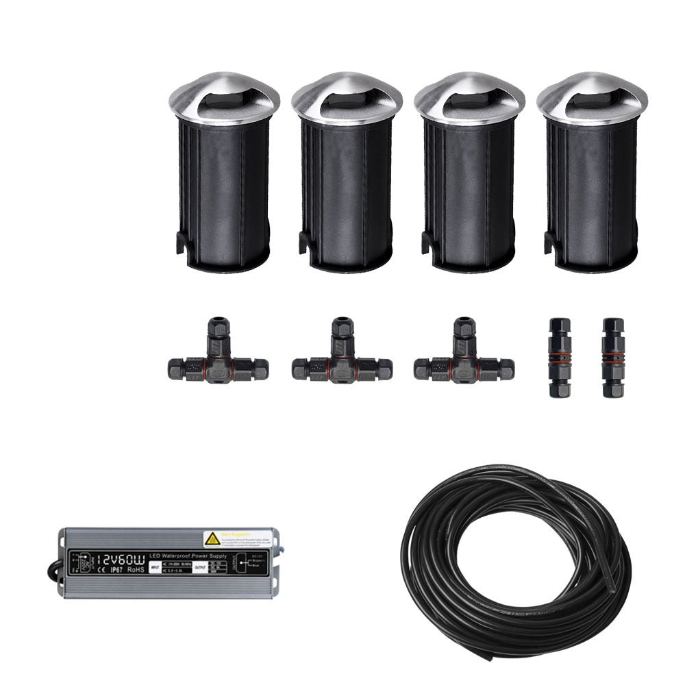 Mail Spot 4x LED tuinpad spot - 12V - 2 kanten - 41mm - complete set – ABC-Led