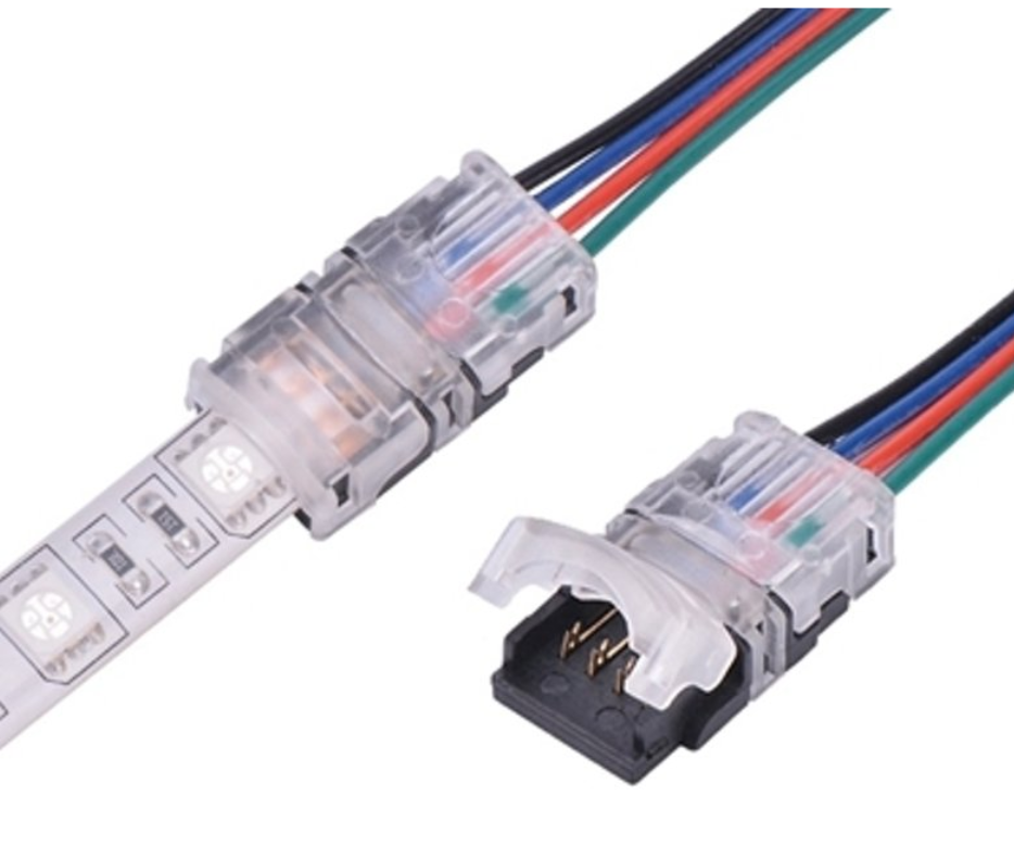 RGB Ledstrip naar kabel Connector 10mm - 4-aderig