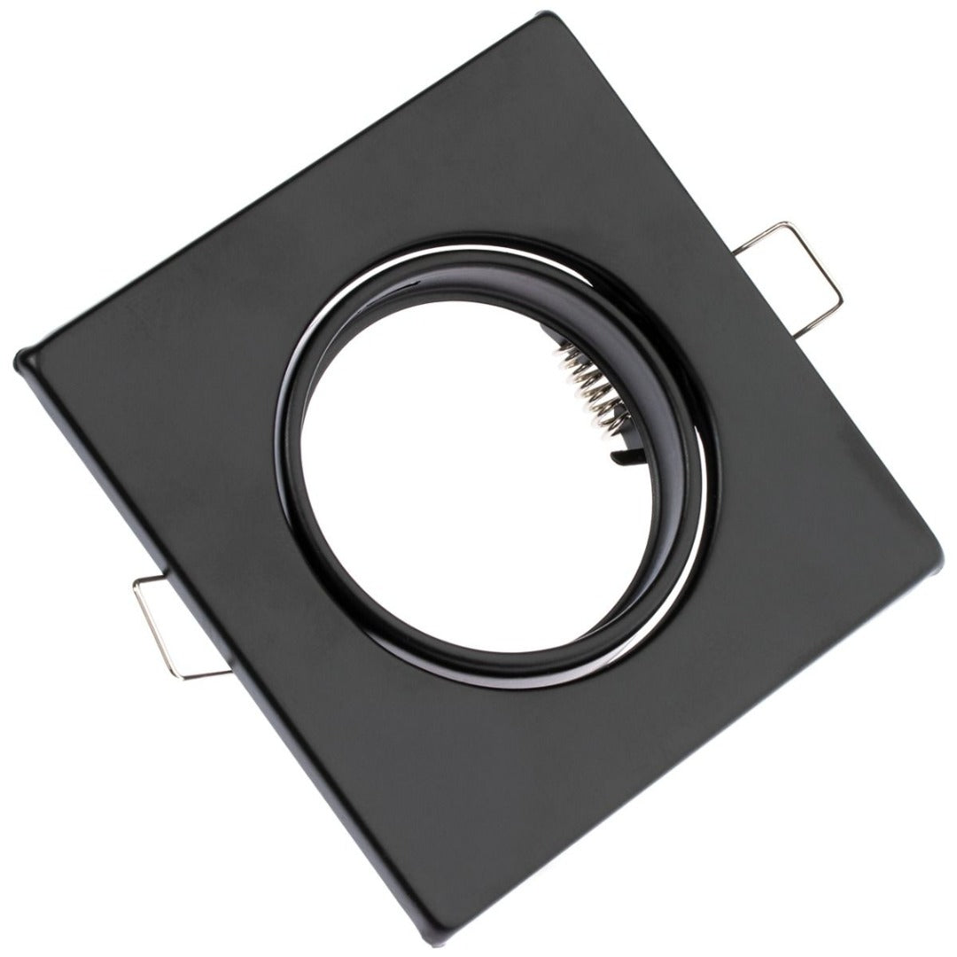 Inbouw spot GU10 - Staal - 90mm - Vierkant armatuur - Zwart - Verstelbaar