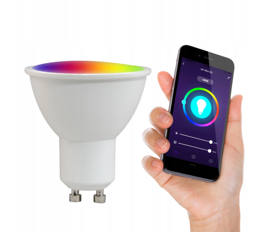 Lampe Wi-Fi TUYA - GU10 - RGB + blanc chaud / blanc froid
