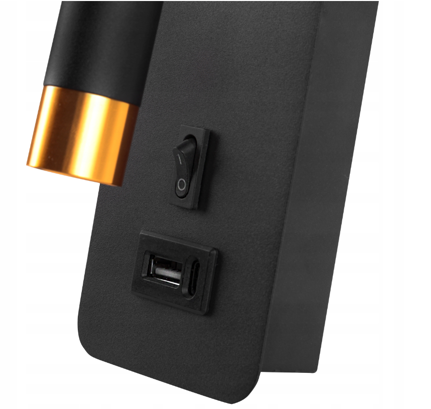 Lampe de lecture LED - 25 mm - Ports USB-A et USB-C - Noire