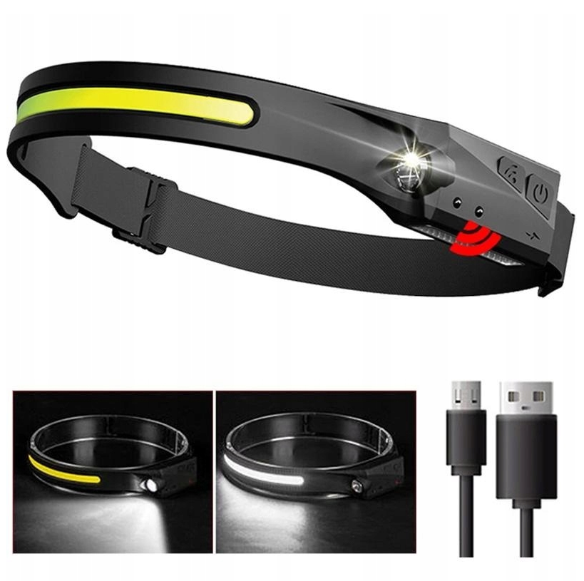 Oplaadbare LED hoofdlamp - 3W COB + 1W LED - Koud wit