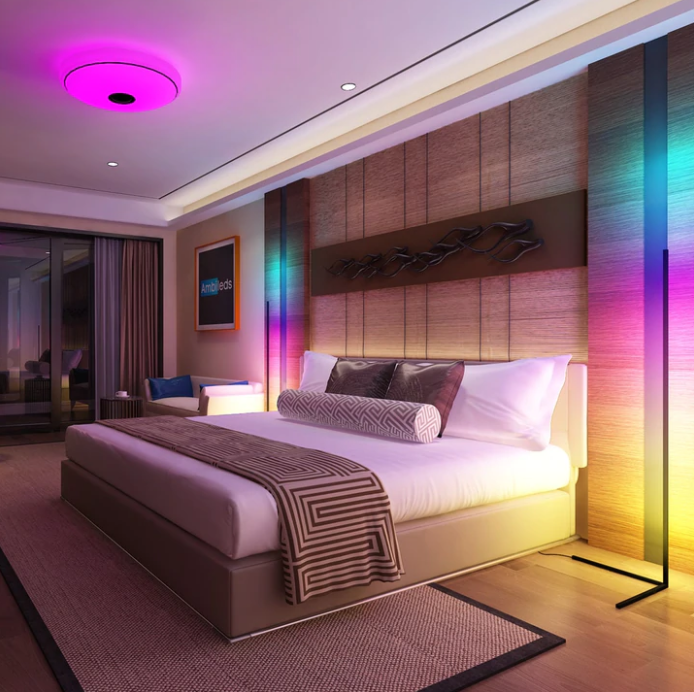 Ambient hoeklamp - RGBW digitaal - Dimbaar - 140cm - Zwart