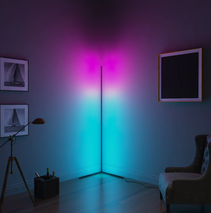 Ambient hoeklamp - RGBW digitaal - Dimbaar - 140cm - Zwart