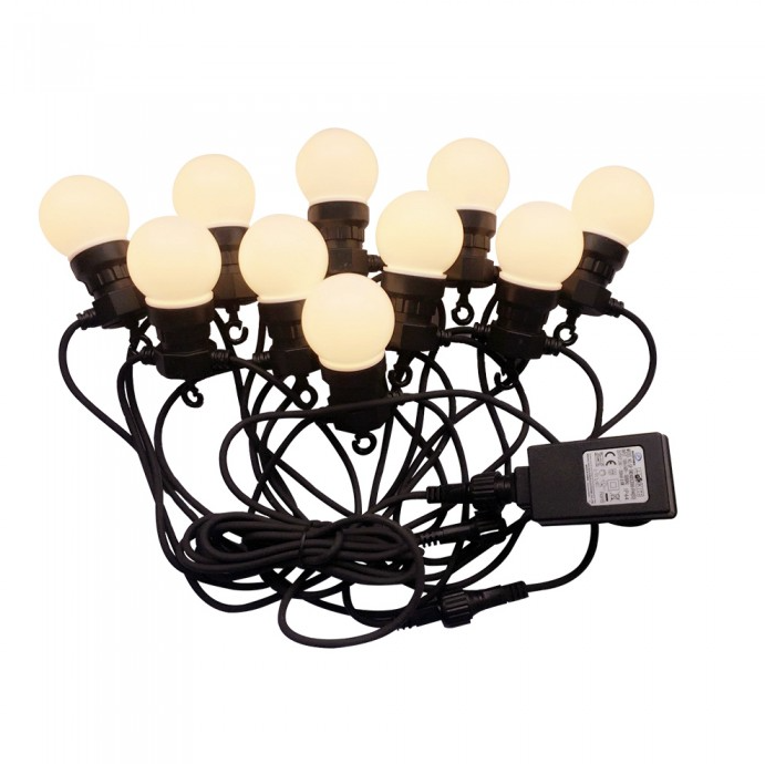 LED party light string - 5 meters - 10 lights - Warm white - 24V