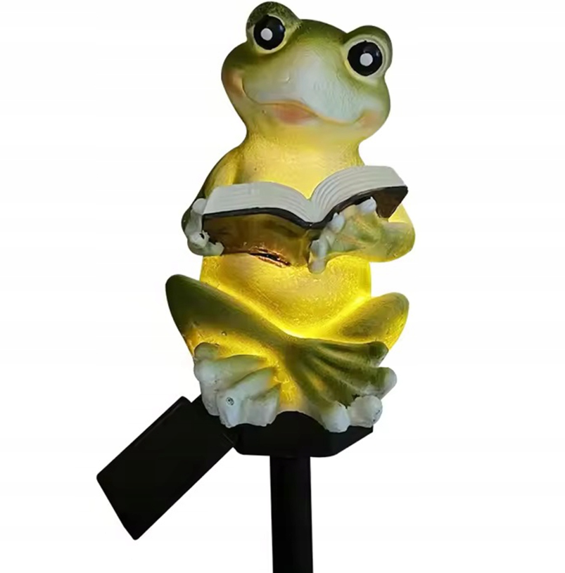 Solar LED kikker - Neutraal wit - Met schemersensor en prikpen