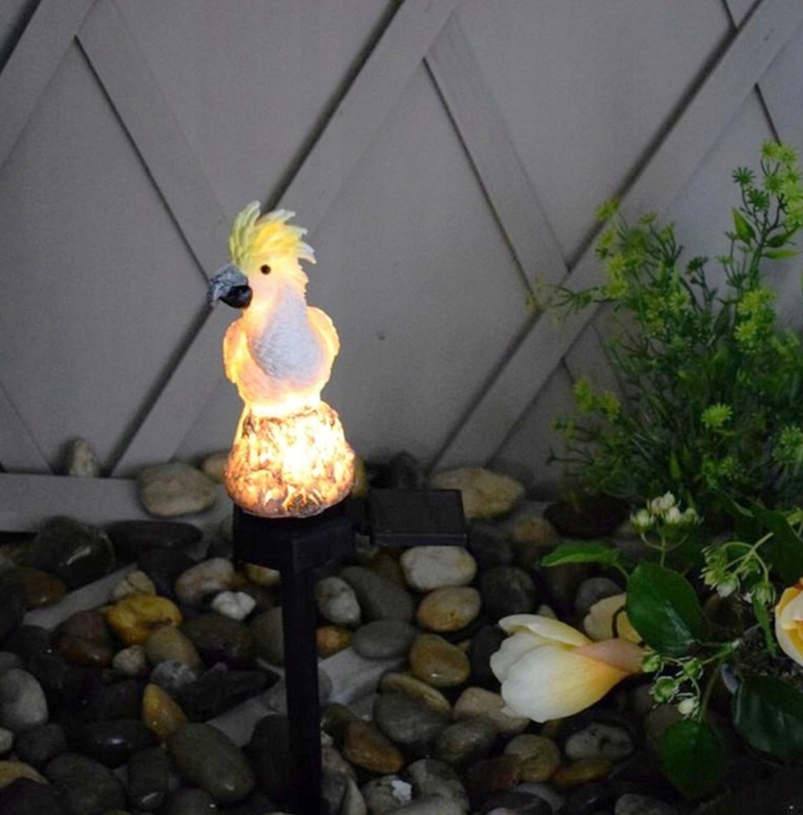 Solar LED kaketoe - Neutraal wit - Met schemersensor en prikpen