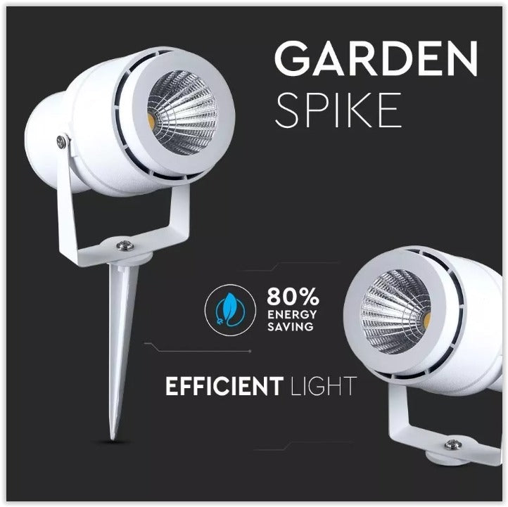 220 volts - Lampe de jardin - Blanc chaud - 12 watts - Boîtier blanc - Spot au sol