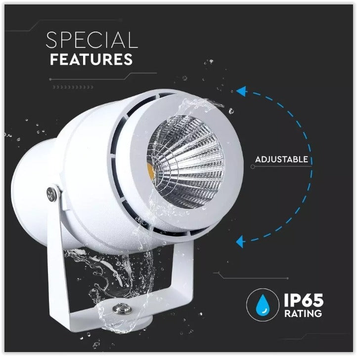 220 volts - Lampe de jardin - Blanc chaud - 12 watts - Boîtier blanc - Spot au sol