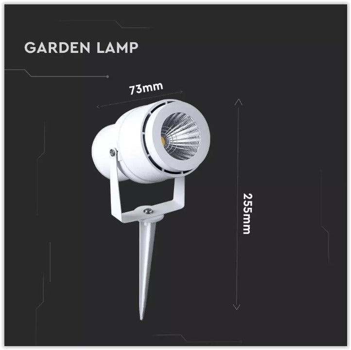 220 volts - Lampe de jardin - Blanc chaud - 12 watts - Boîtier blanc - Spot au sol