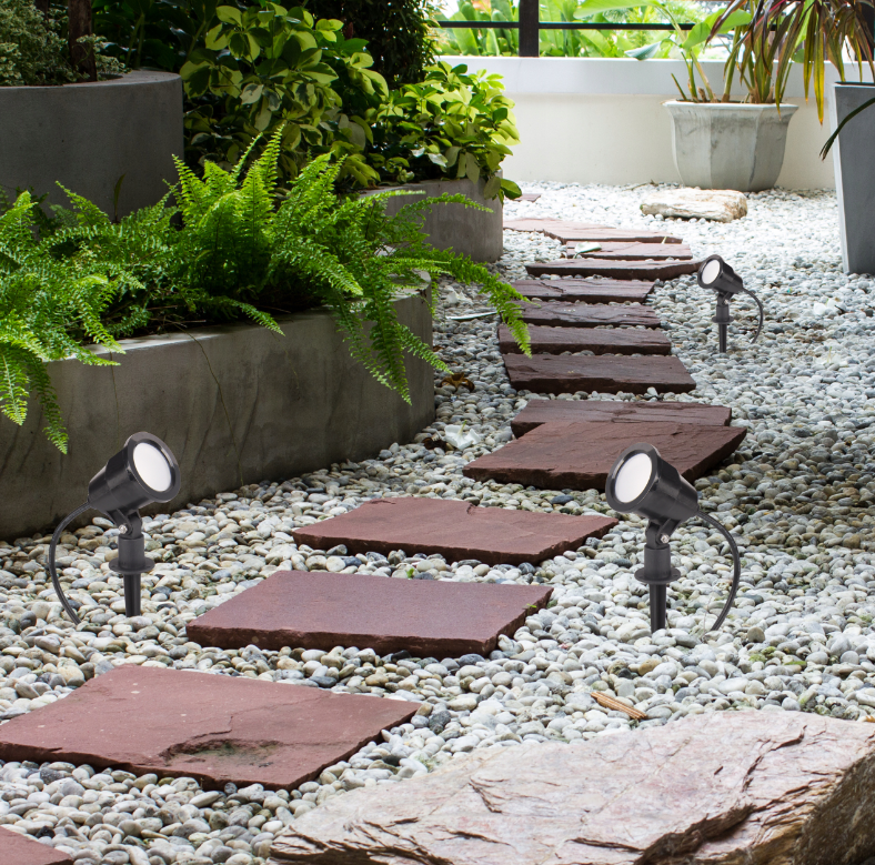 Mini spot LED au sol - 230 V - Blanc chaud - 22 cm - Avec broche