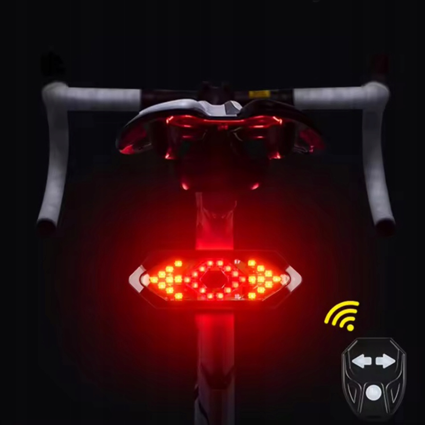 Fietslampje met richtingaanwijzers - Oplaadbaar - Draadloos - Rood / oranje