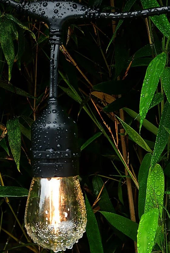 Prikkabel met hanglampen - 5 meter - 10 lampen - Warm wit - 24V