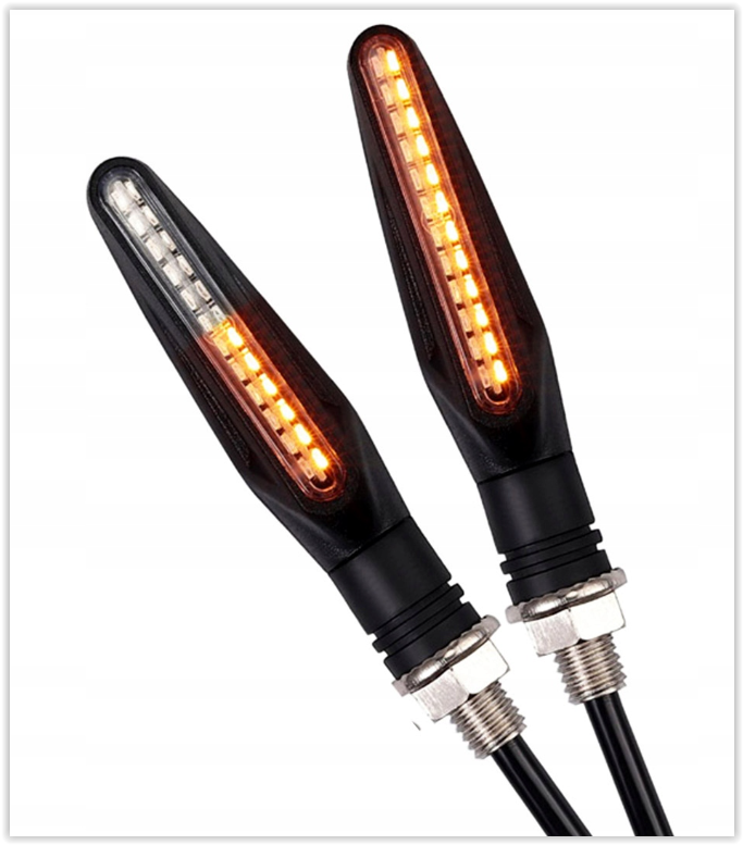 Clignotants dynamiques pour moto - 12 LED - Orange - Lumière blanche - Lot de 2