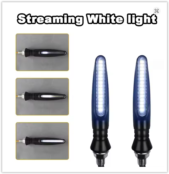 Clignotants dynamiques pour moto - 12 LED - Orange - Lumière blanche - Lot de 2