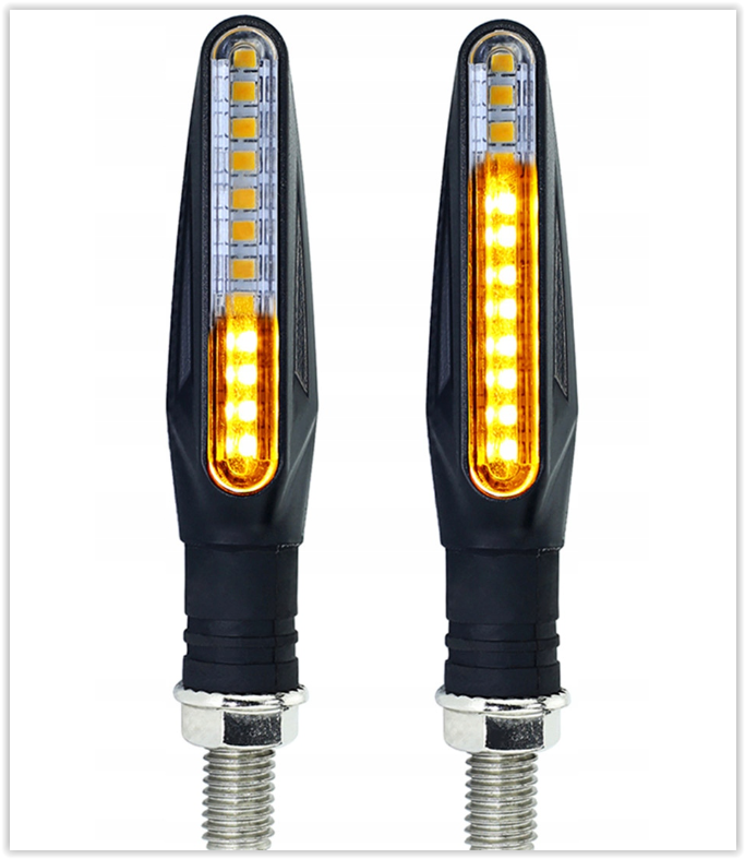 Clignotants dynamiques pour moto - 12 LED - Orange - Lumière blanche - Lot de 2