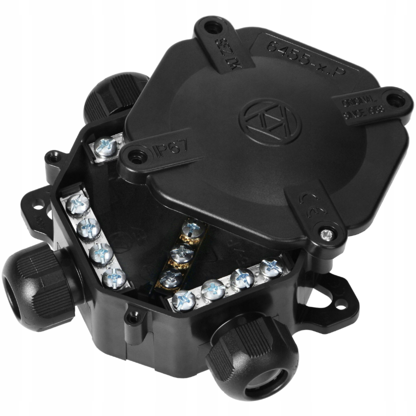 lasdoos voor ster en driehoekschakelingen  4 voudig P67 - 122 x 122