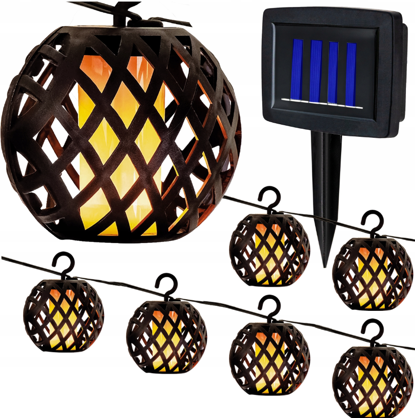 Solar LED slinger - 8 bollen - Flame effect