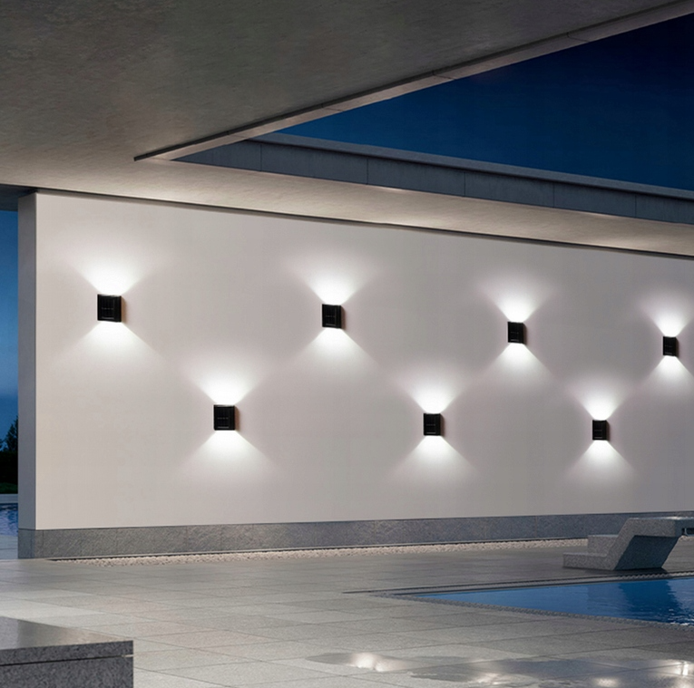 Lampe solaire LED de façade - Blanc neutre - 2 faces