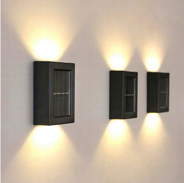 Lampe solaire LED de façade - Blanc neutre - 2 faces