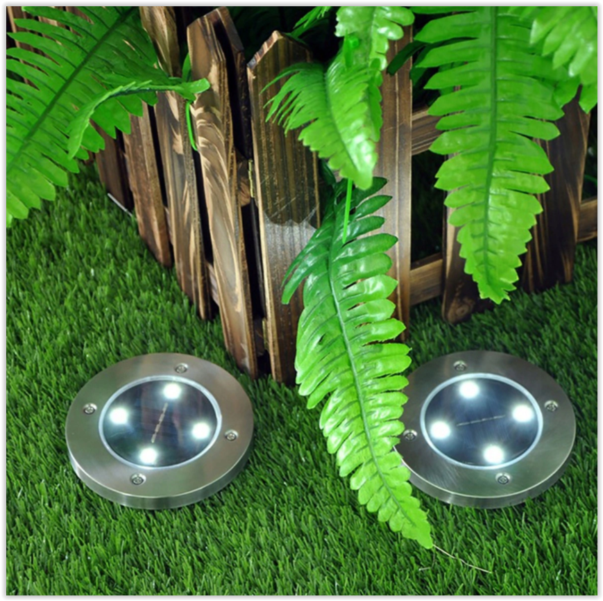 Solar 4 LED grondspot - 0,4 Watt - koud wit - schemersensor - set 4 stuks