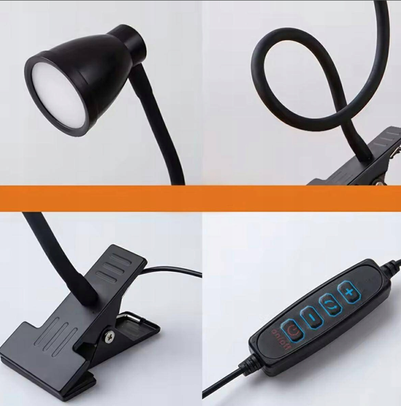 LED Bureaulamp met Klem – 5W – USB-voeding – 3 Lichtkleuren – Zwart