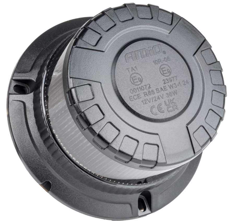 LED beacon / dakflitser - Oranje - R10 / R65 - 16 LED - Magneet - Dark edition