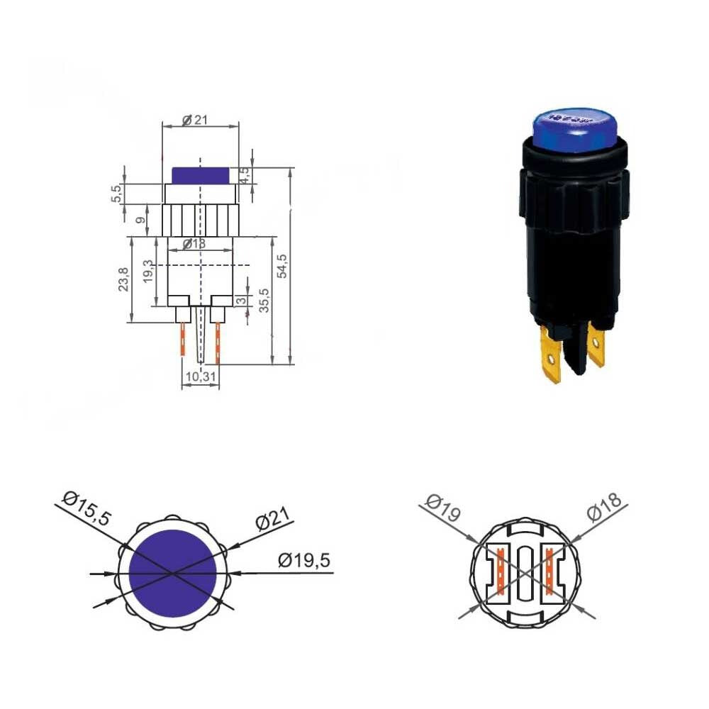 Voyant lumineux - 12/24 V - intégré - Rouge