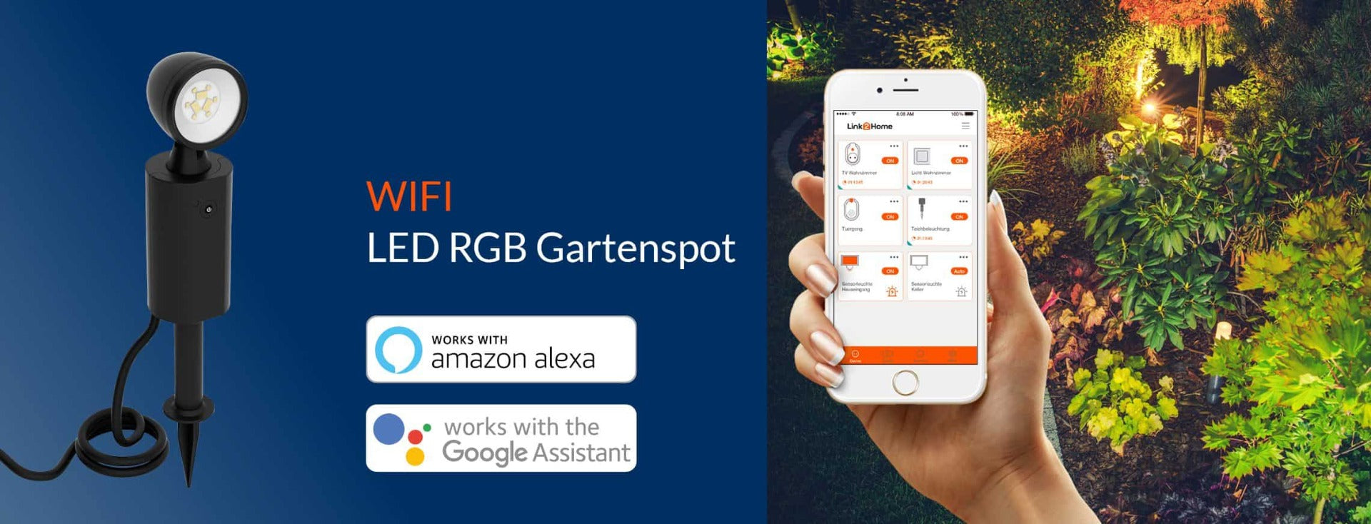 Projecteur LED extérieur WiFi - 3 watts - RGB + blanc froid