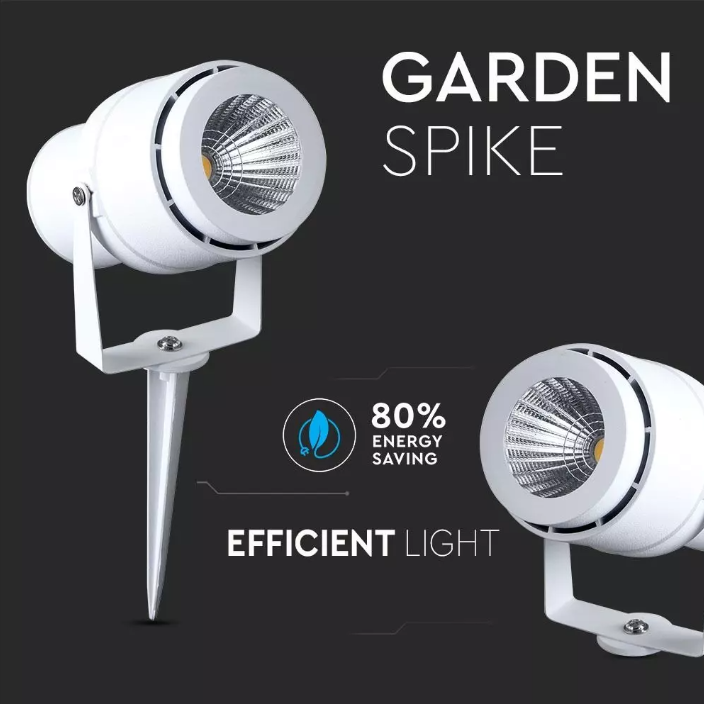 220 volts - Lampe de jardin - Blanc neutre - 12 watts - Boîtier blanc - Spot au sol