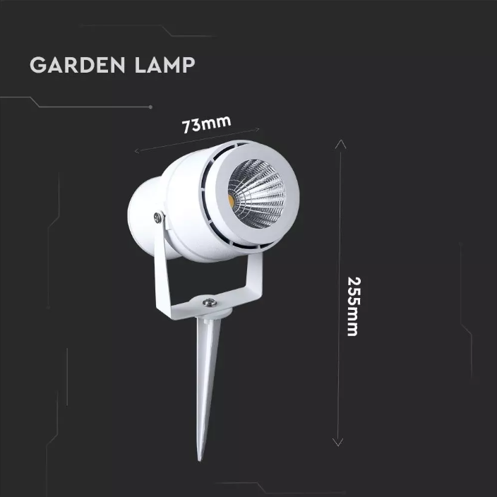 220 volts - Lampe de jardin - Blanc neutre - 12 watts - Boîtier blanc - Spot au sol