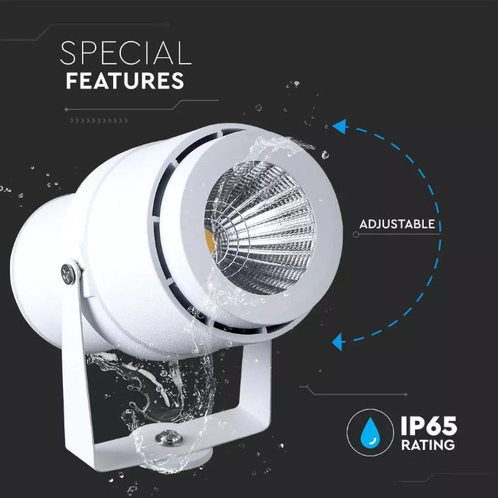 220 volts - Lampe de jardin - Blanc neutre - 12 watts - Boîtier blanc - Spot au sol