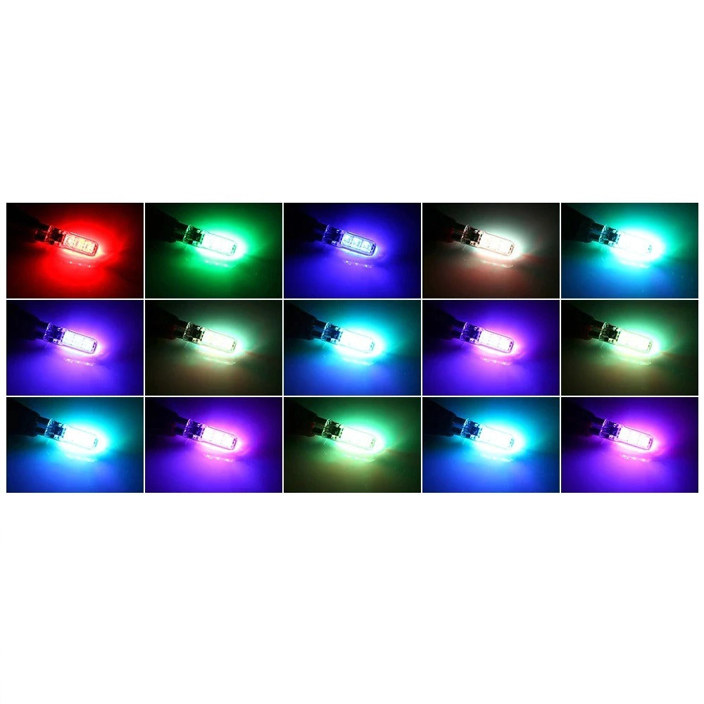 RGB T10 LED - 6SMD - With remote control - 12V - 2 pieces