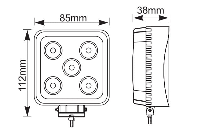 LED SPOT - 5 x 3 Watt - front light - Koud Wit - OFF-ROAD - Square ...