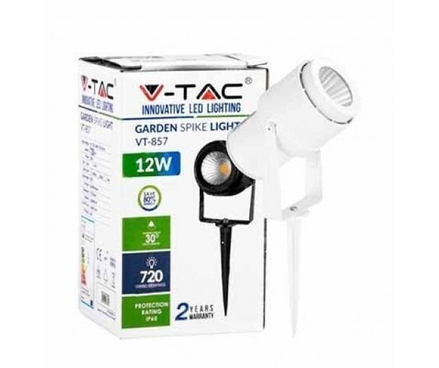 220 volts - Lampe de jardin - Blanc chaud - 12 watts - Boîtier blanc - Spot au sol