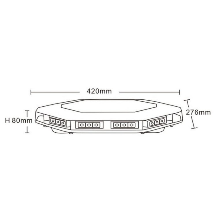 Compacte Zwaailamp - 80mm hoog - R10 / R65 Certificering - 30 LED Oranje - Magnetisch