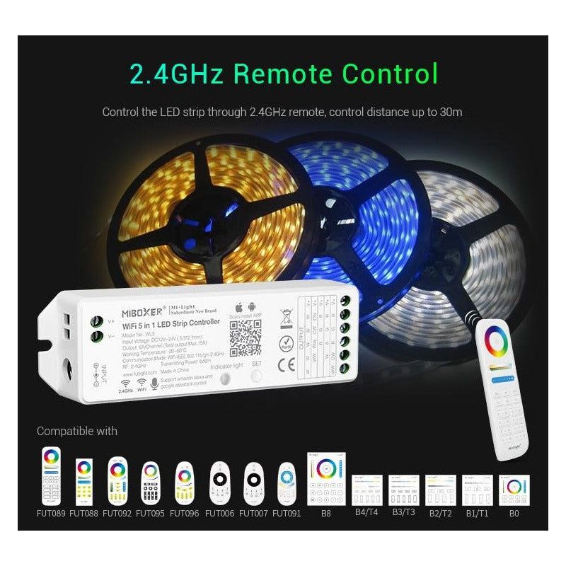 TUYA smart LED controller - 12/24V - 5 in 1