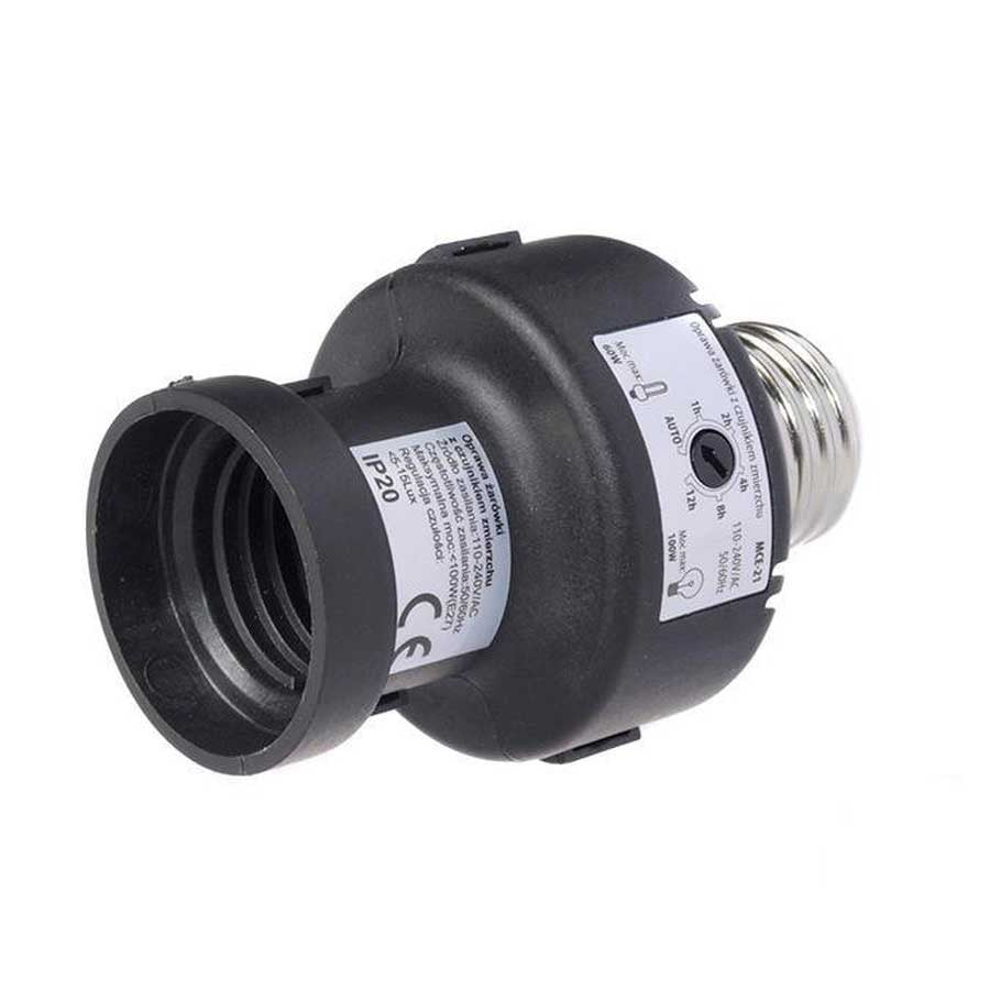 Schemer schakelaar + timer - E27 fitting - Zwart