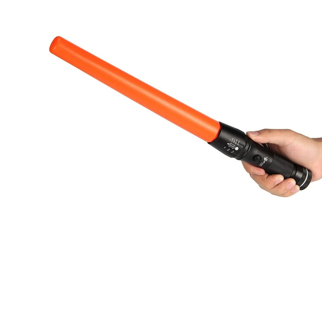 LED zaklamp met zoomfunctie - Met verkeerskegel - Extra lang