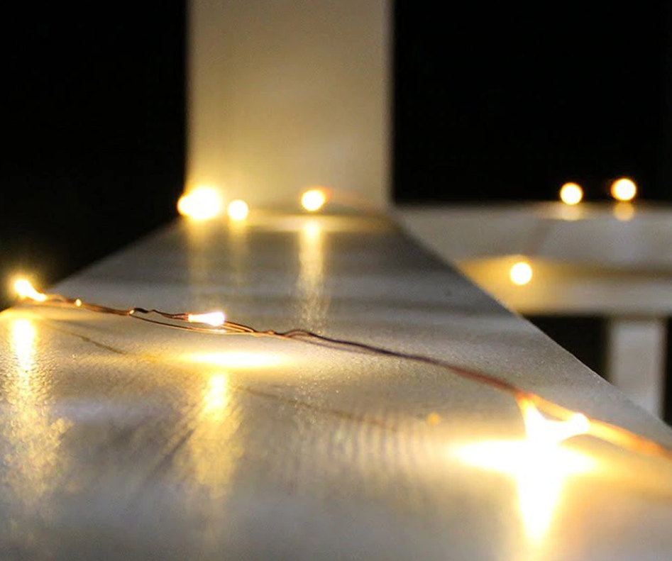 Zonne-Energie Outdoor LED verlichting - 20 meter - Warm Wit - 12V - ultra dun