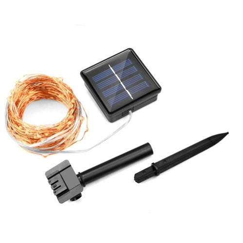 Zonne-Energie Outdoor LED verlichting - 10 meter - Warm Wit - 12V - ultra dun