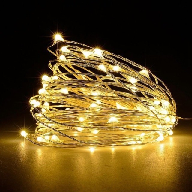 walvis Stof vrek Kerst koperdraad LED verlichting - Warm wit - 5 meter - Op batterijen -  ABC-led.nl