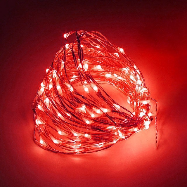 alleen Isolator Decoderen Kerst koperdraad LED verlichting - Rood - 5 meter - Op batterijen - ABC-led .nl