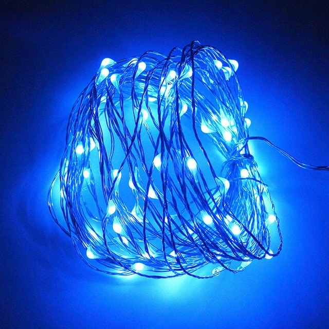 Ezel blok zuigen Kerst koperdraad LED verlichting - Blauw - 5 meter - Op batterijen -  ABC-led.nl
